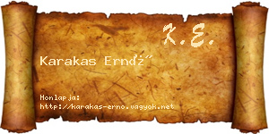 Karakas Ernő névjegykártya