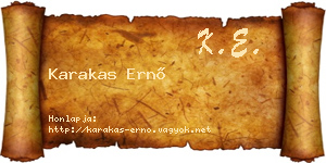 Karakas Ernő névjegykártya